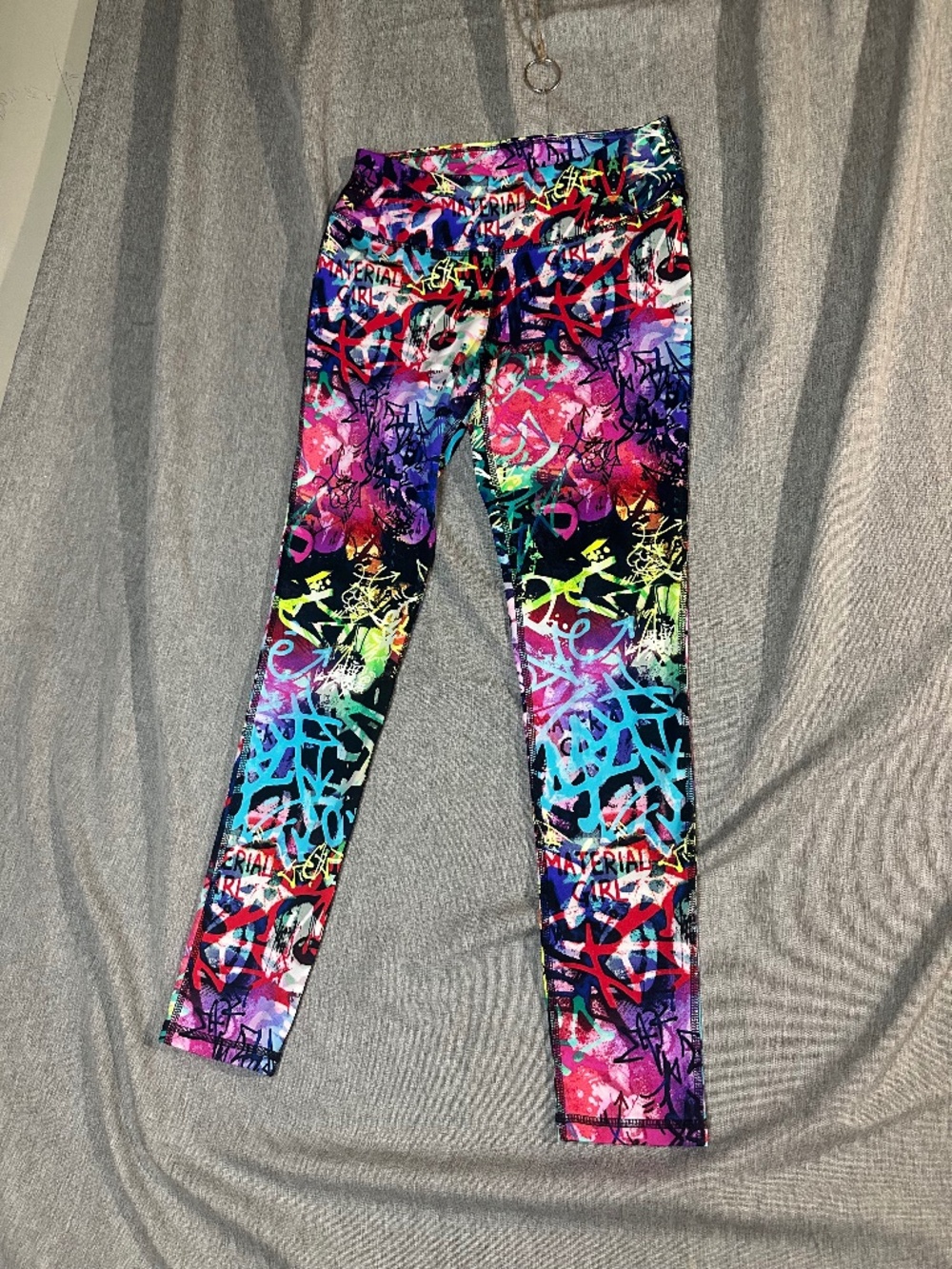 Material Girl Active Neon Graffiti Print High Waisted Leggings Multicolor - M